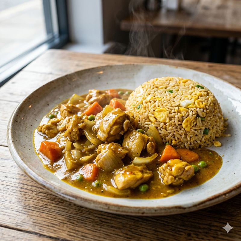Chinese Chicken Curry Egg Fried Rice